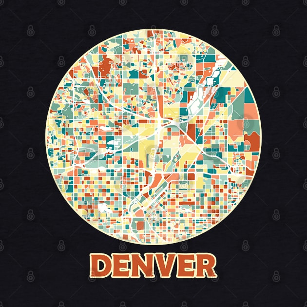 Denver map in mozaique colors by SerenityByAlex